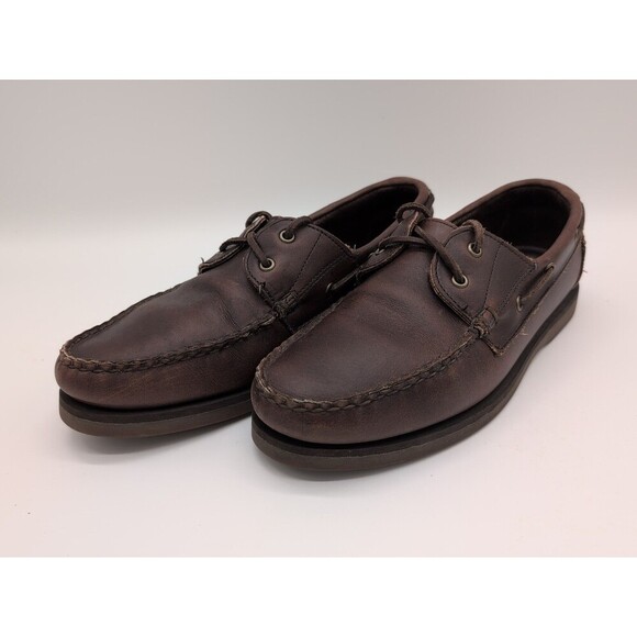 Allen Edmonds Port Washington Force 10 Brown Leather Laces Boat Shoes Mens 8.5D - Picture 1 of 10